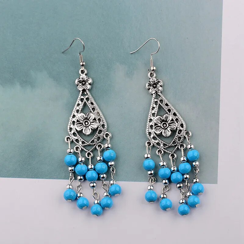 Vintage Tibetan Multicolor Tassel Earrings