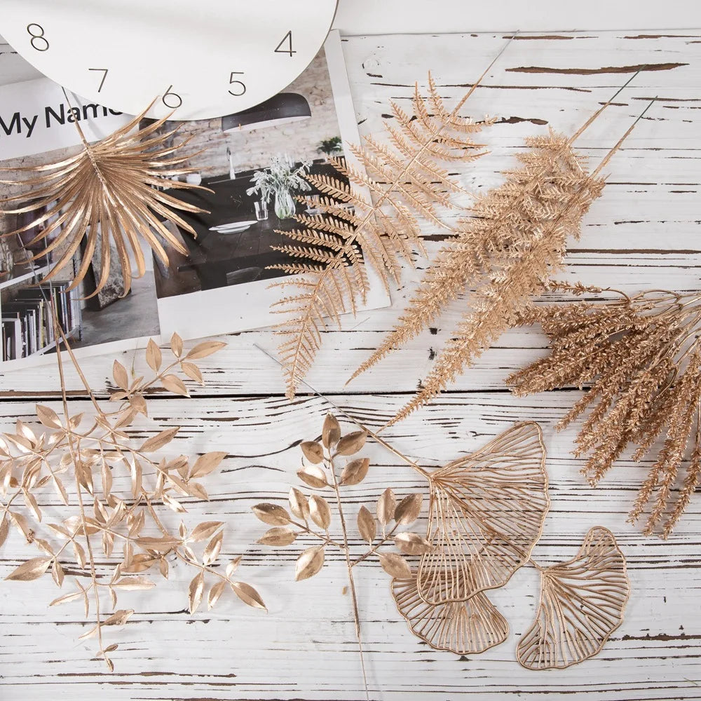 Gold Metallic Artificial Bouquet Plants