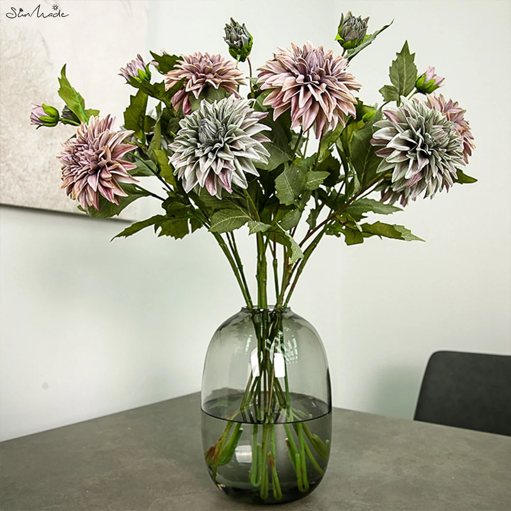 High-End Vintage Silk Dahlia Branch