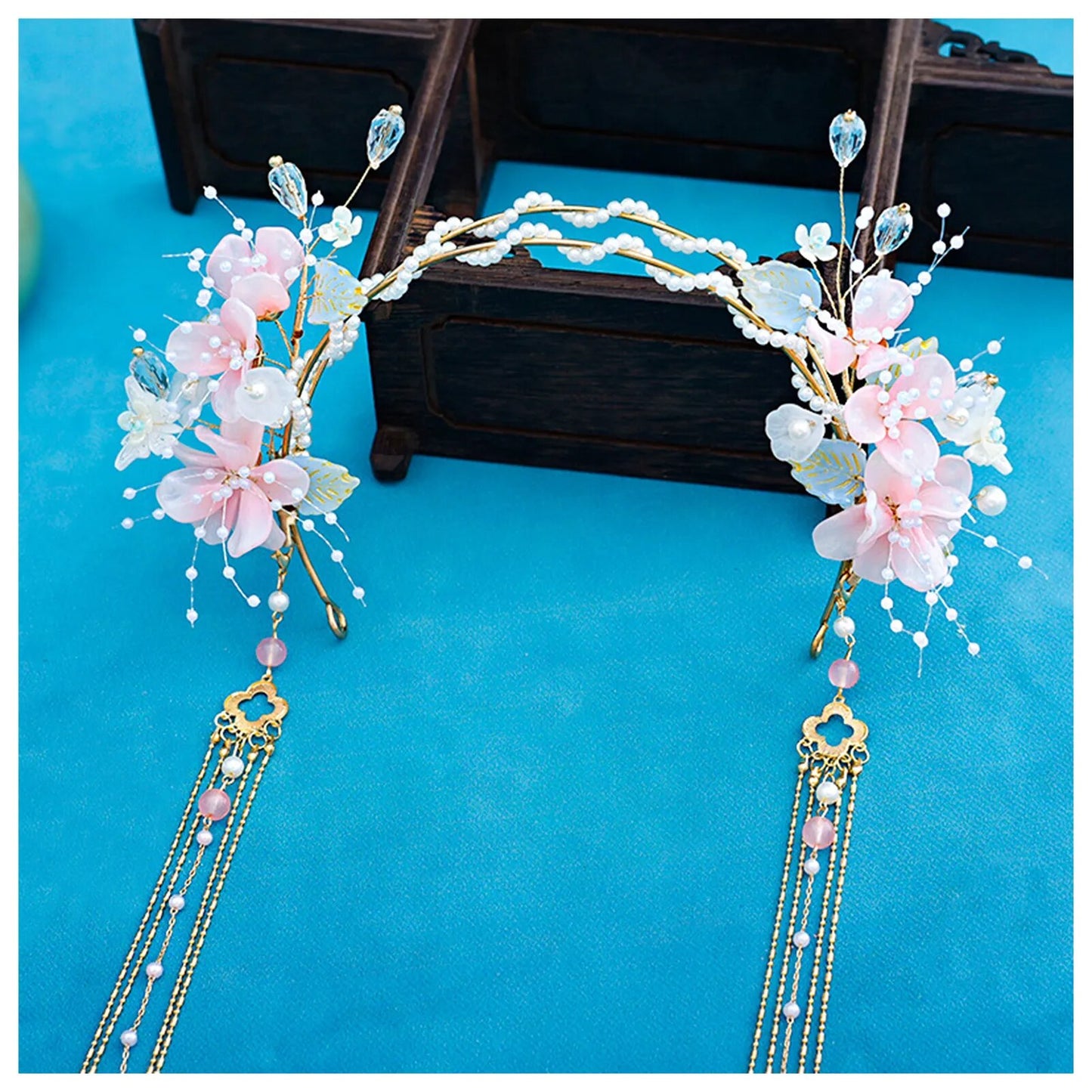 Pink Tassel Floral Headband