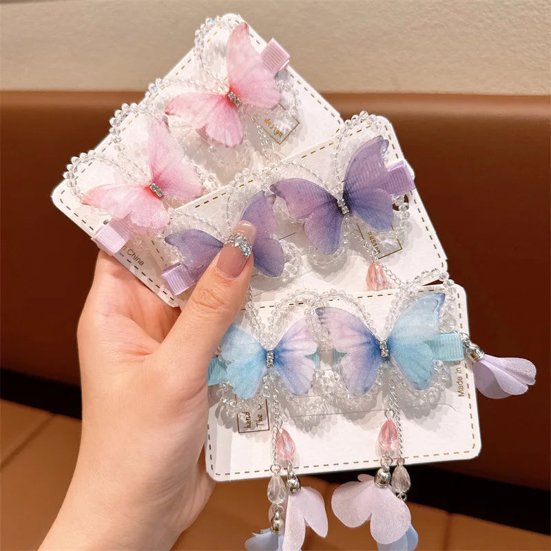 Pretty Girls Butterfly Tassel Hair Clips