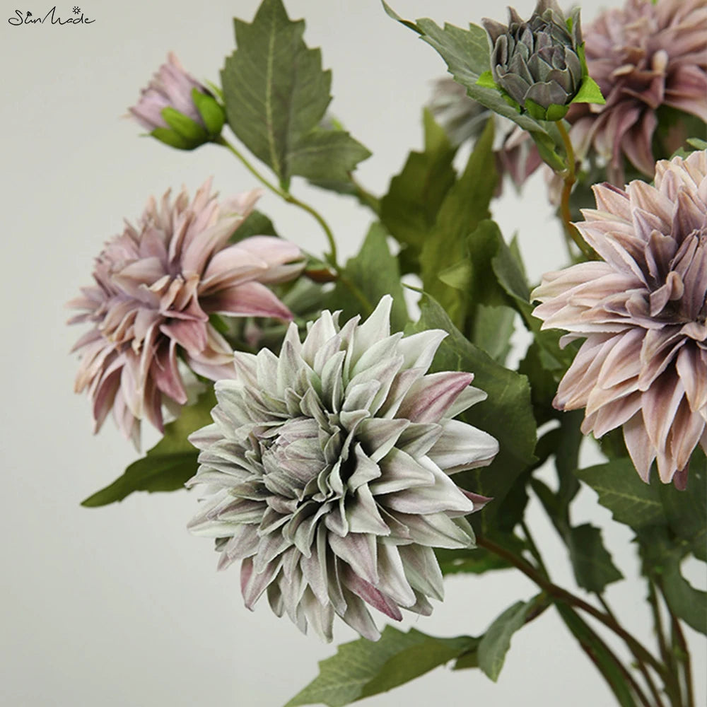 High-End Vintage Silk Dahlia Branch