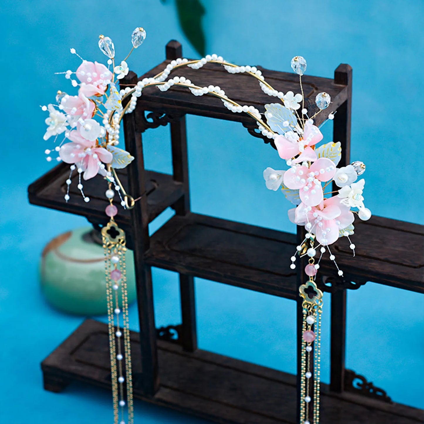 Pink Tassel Floral Headband