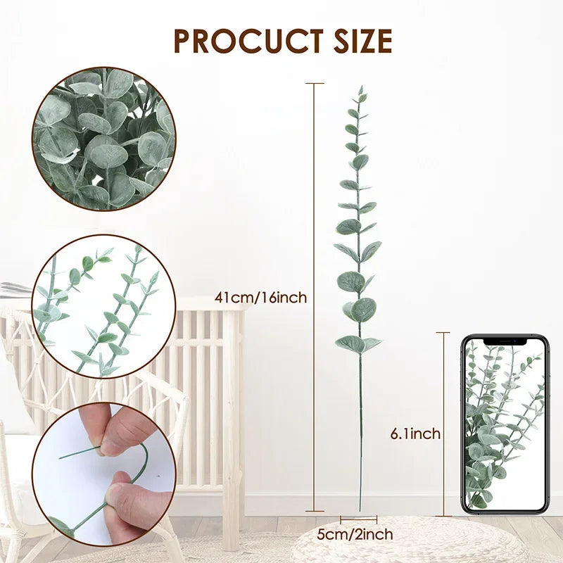 12PCS Artificial Eucalyptus Leaves