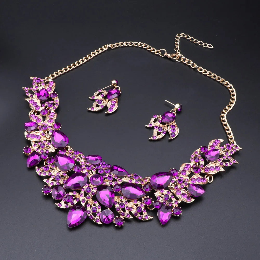 High Fashion Crystal Statement Necklace Set