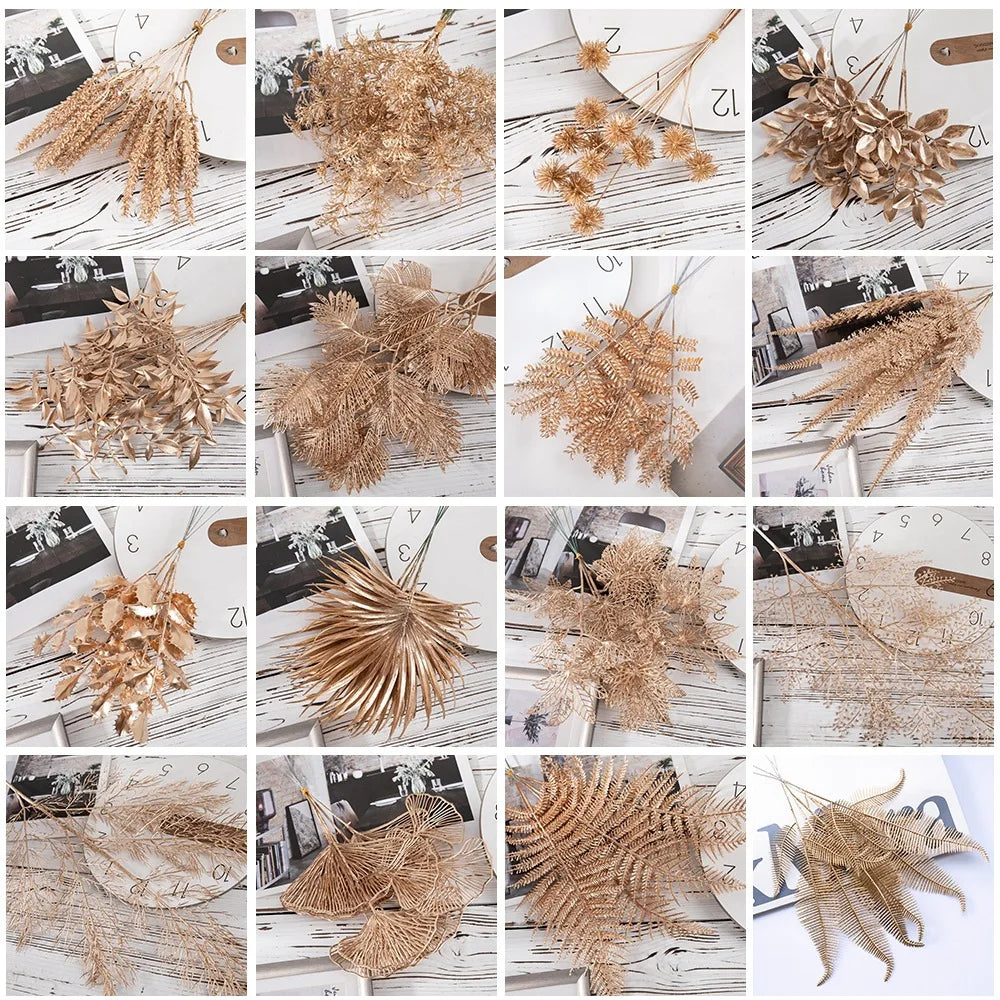 Gold Metallic Artificial Bouquet Plants