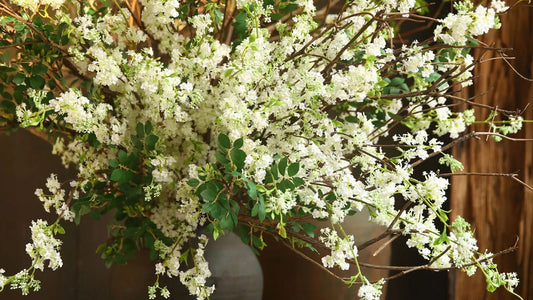 A beautiful bouquet of white silk flowers