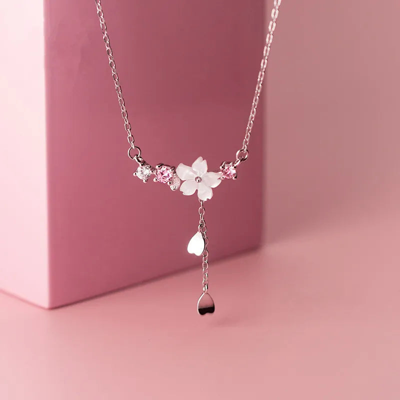 Elegant Crystal Cherry Blossoms Earrings or Necklace