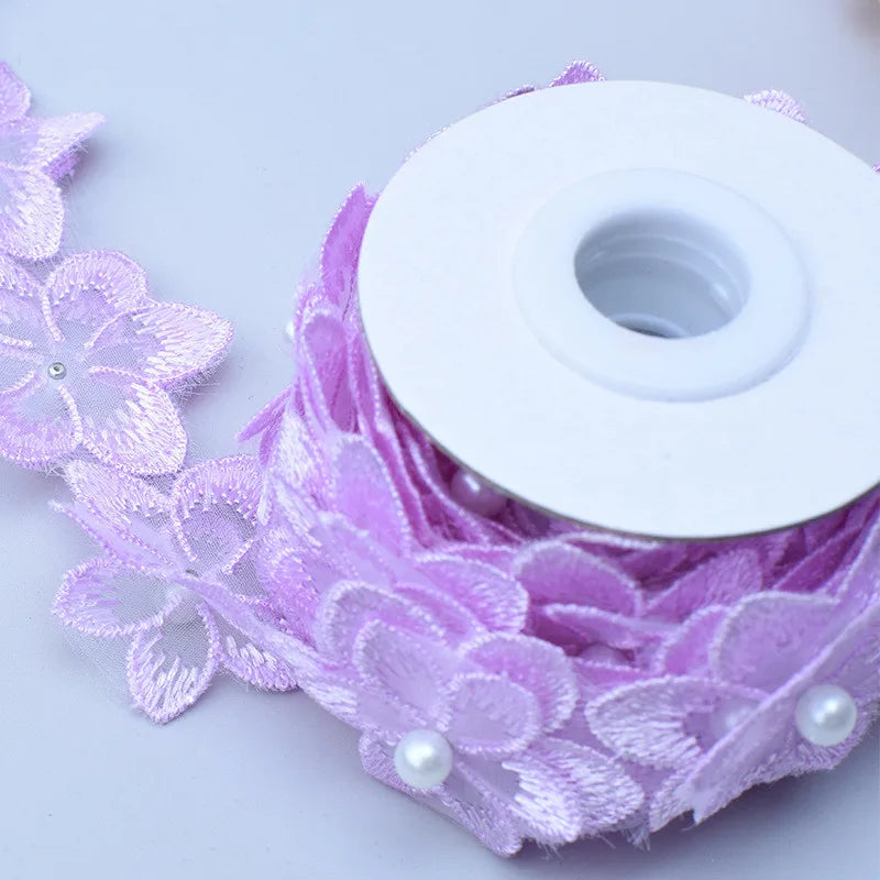 2 Yards 3D Six-Petal Double-Layer Flower Lace