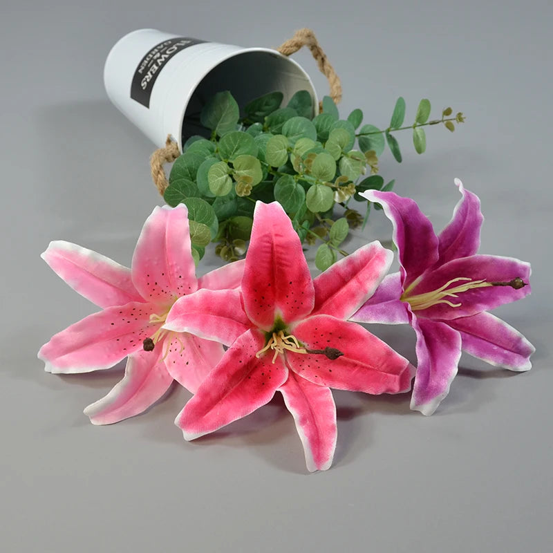 10pcs Large Silk Artificial Lily Flower Heads