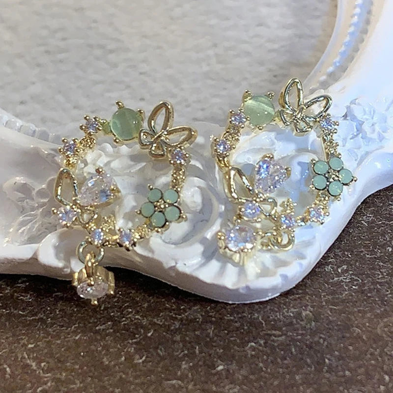 Exquisite Flower Butterfly Earrings