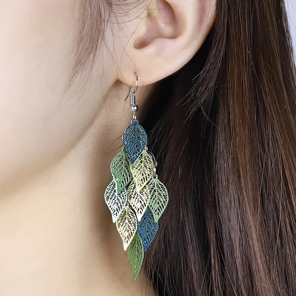 Bohemian Style Leaf Drop Earrings