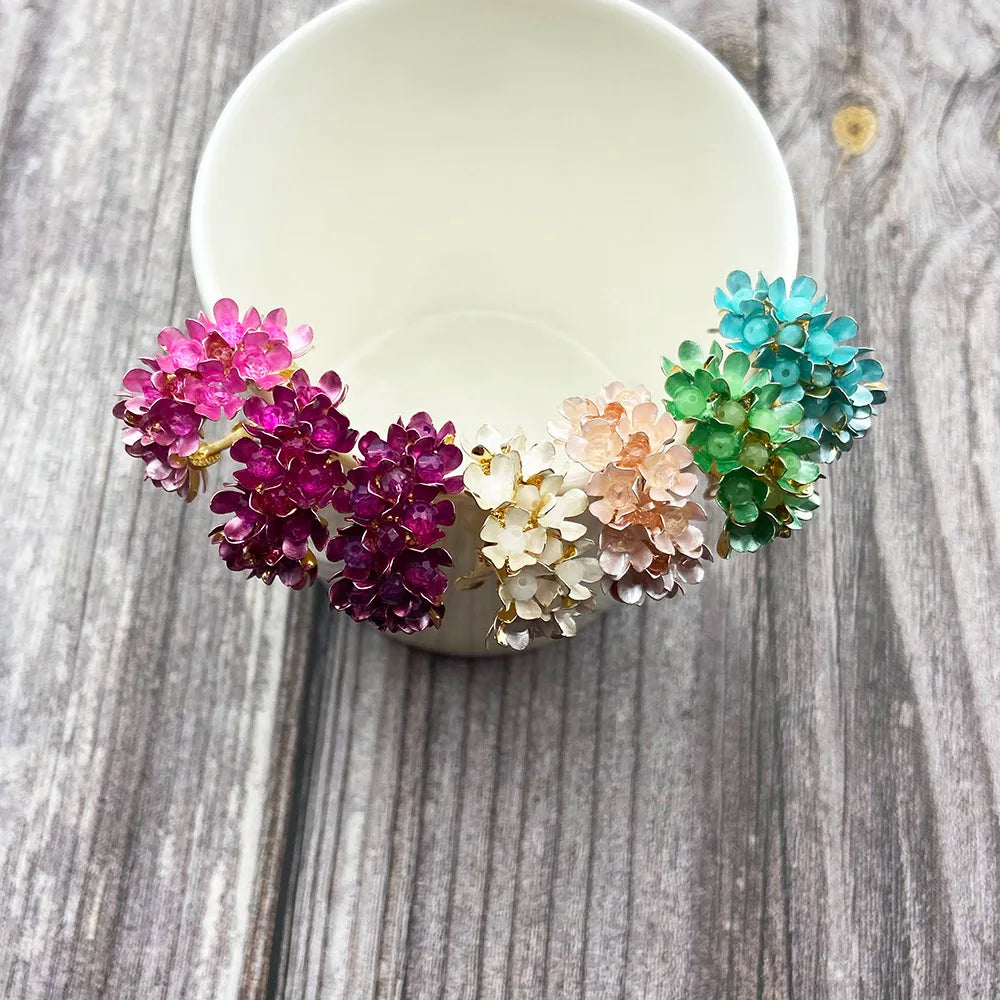 Colorful Orchid Flower Hoop Earrings