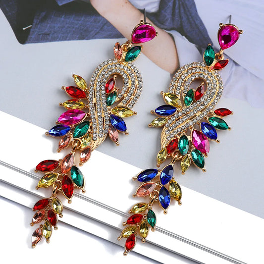 Elegant Design Crystal Leaves Earrings