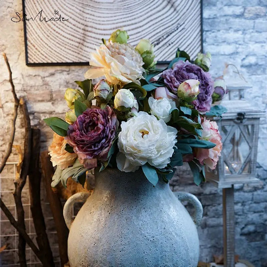 High-end Big White Artificial Peony Flowers