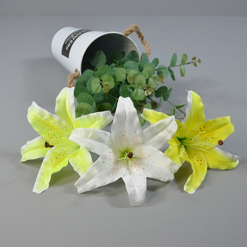 10pcs Large Silk Artificial Lily Flower Heads