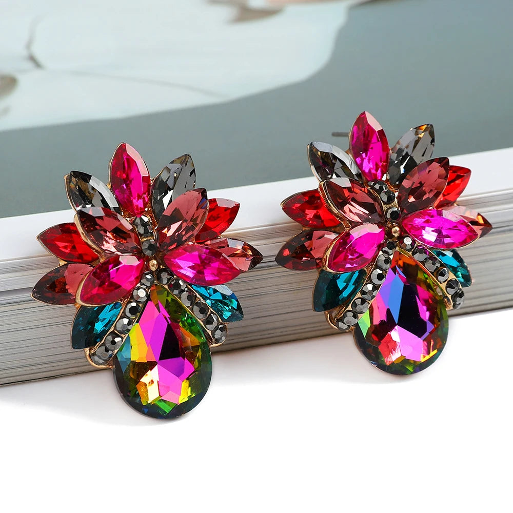 Colorful Crystal Burst Earrings