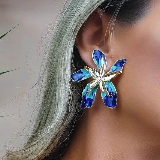 Big Pretty Flower Stud Earrings