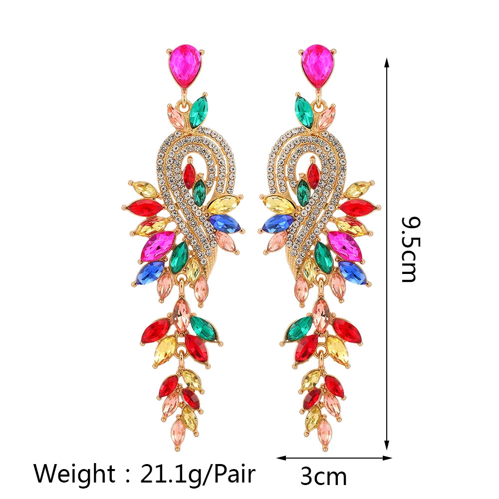 Elegant Design Crystal Leaves Earrings