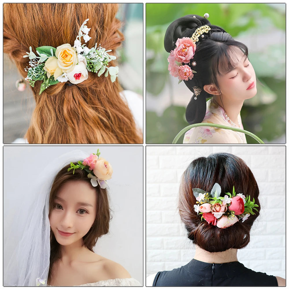 Long Flower Hair Comb