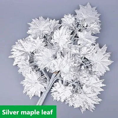 12 Pcs Metallic Artificial Maple Leaf Bunch