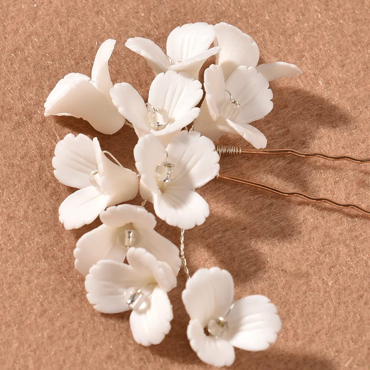 White Flower Hairpins