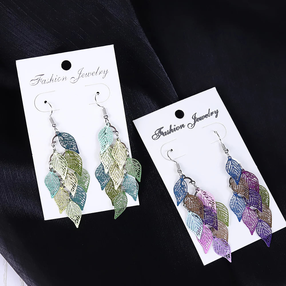 Bohemian Style Leaf Drop Earrings