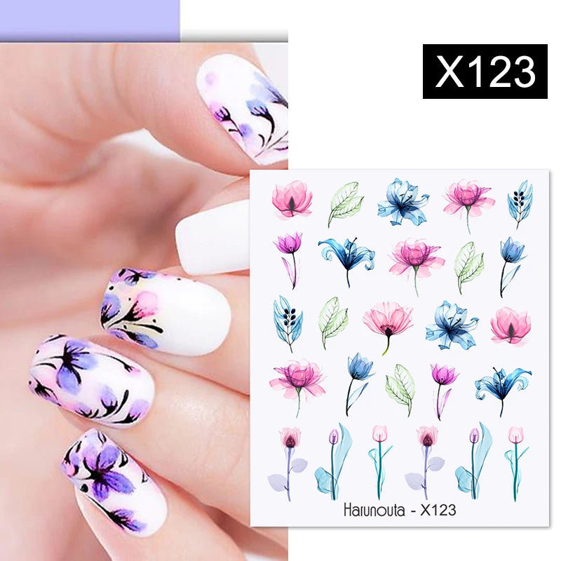 Beautiful Painted Flower Nail Decals