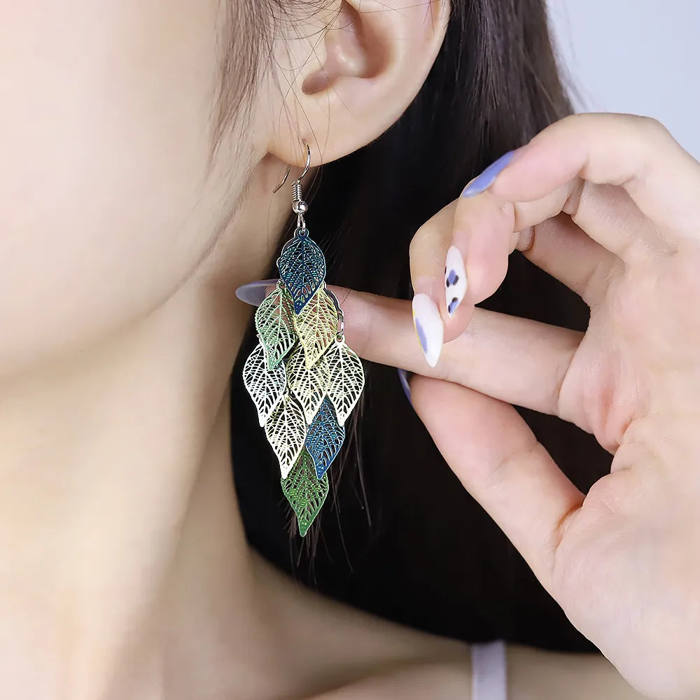 Bohemian Style Leaf Drop Earrings