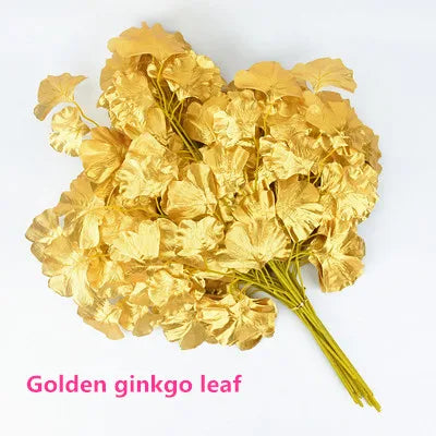 12 Pcs Metallic Artificial Maple Leaf Bunch