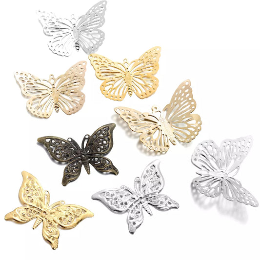 20/30Pcs Filigree Metal Butterflies