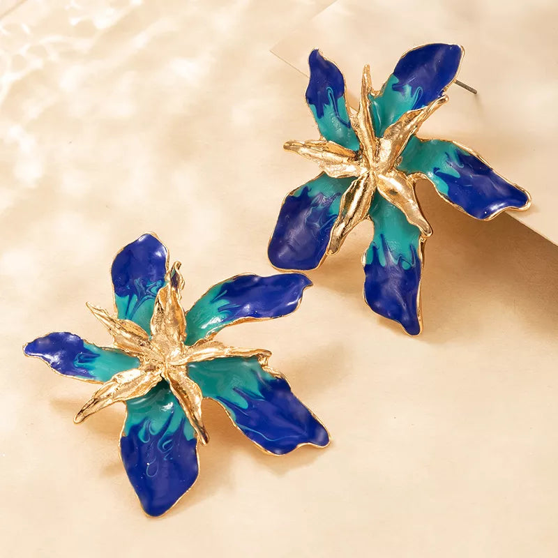 Big Pretty Flower Stud Earrings