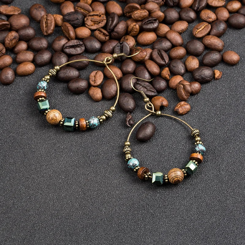 Bohemian Wood Beads Earrings