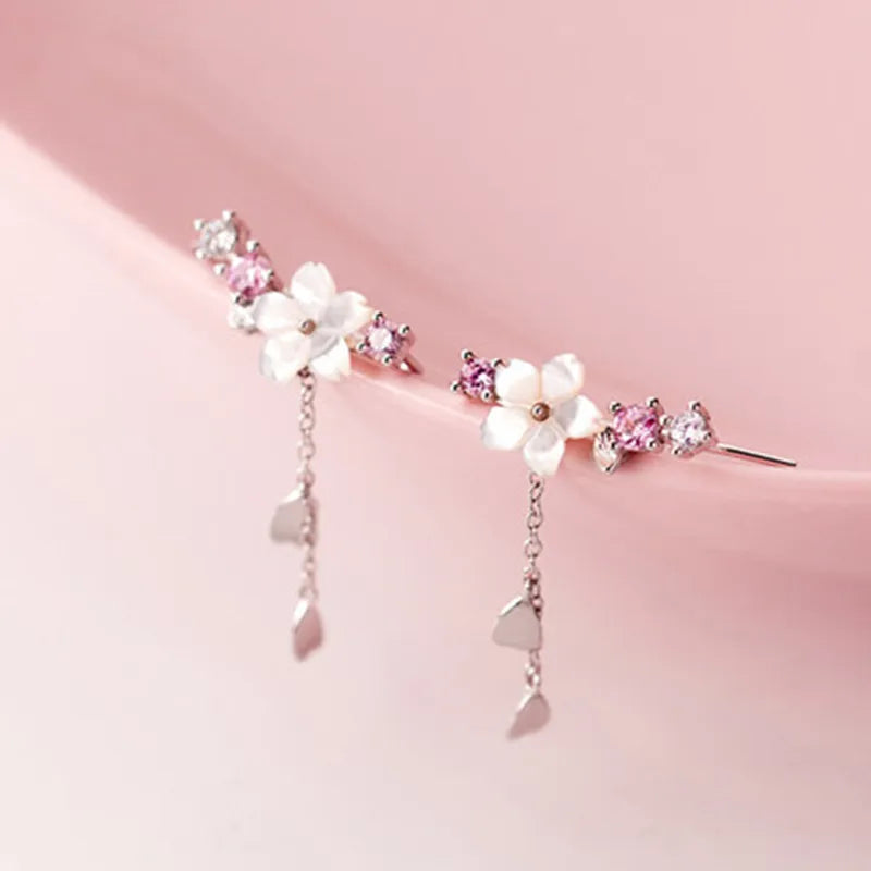 Elegant Crystal Cherry Blossoms Earrings or Necklace