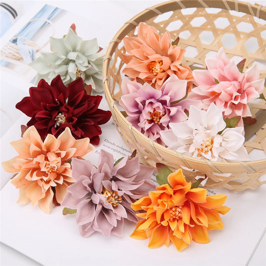 10Pcs Artificial Dahlia Flower Heads