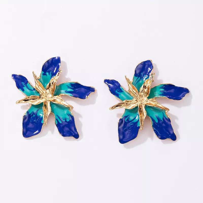 Big Pretty Flower Stud Earrings