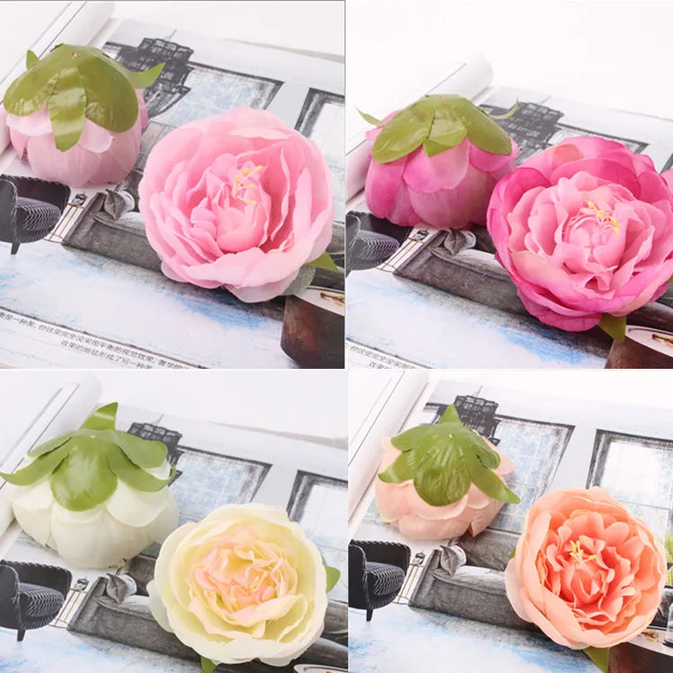 30PCS/LOT Artificial Silk Rose Peony Flower Heads