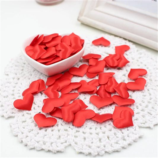 100PCs Cute 3D Silk Heart Shaped Confetti Petals