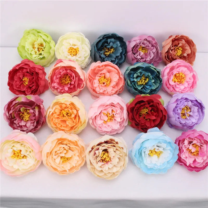 30PCS/LOT Artificial Silk Rose Peony Flower Heads