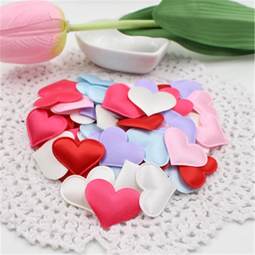 100PCs Cute 3D Silk Heart Shaped Confetti Petals