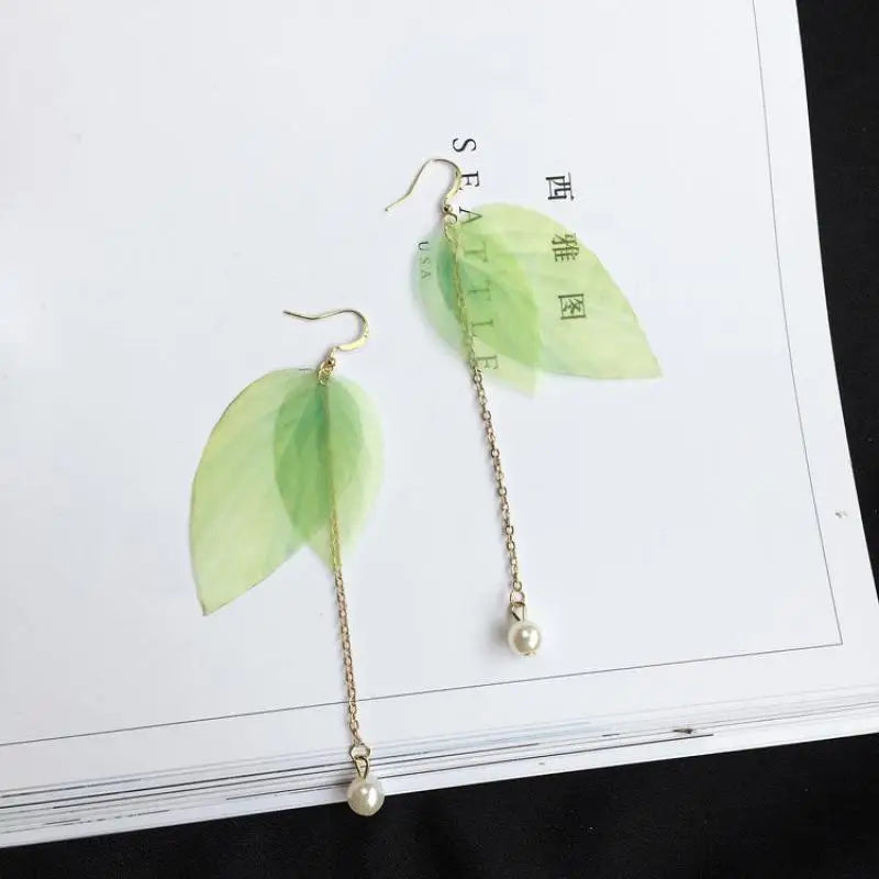 Simple Retro Green Leaves Earrings