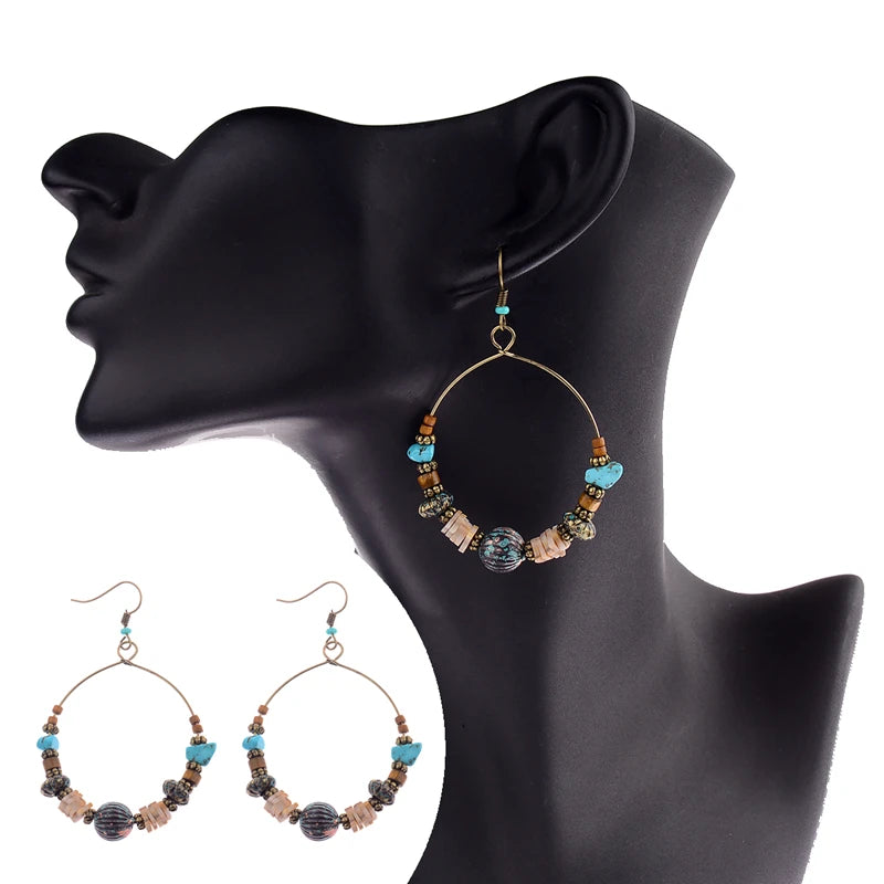 Ethnic Bohemian Wood Beads Earrings