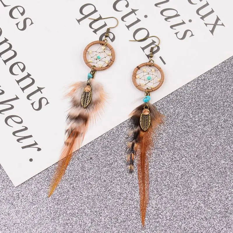 Handmade Vintage Bohemian Dream Catcher Earrings