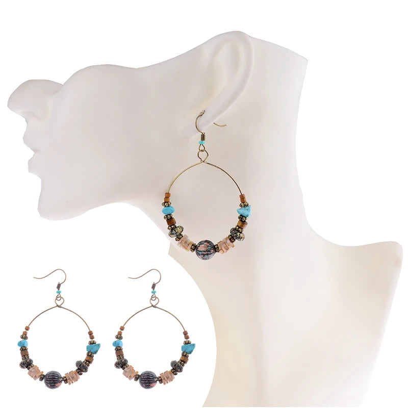 Ethnic Bohemian Wood Beads Earrings