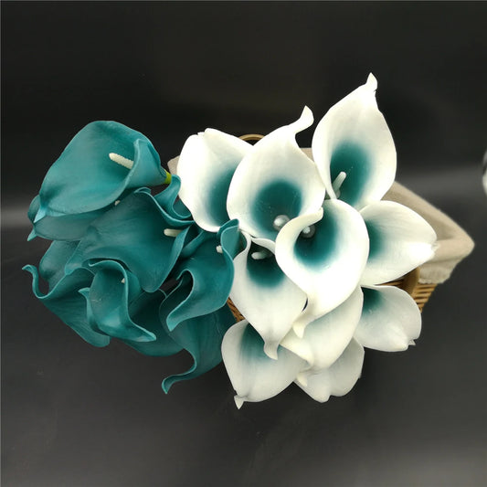 10pcs Teal Calla Lily Wedding Flowers