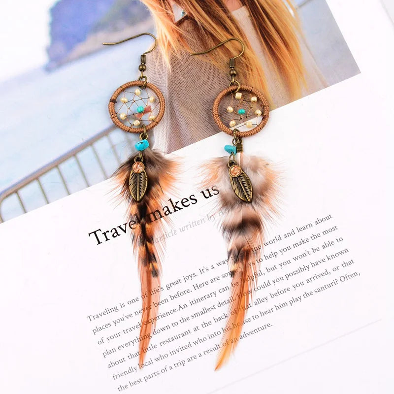 Handmade Vintage Bohemian Dream Catcher Earrings