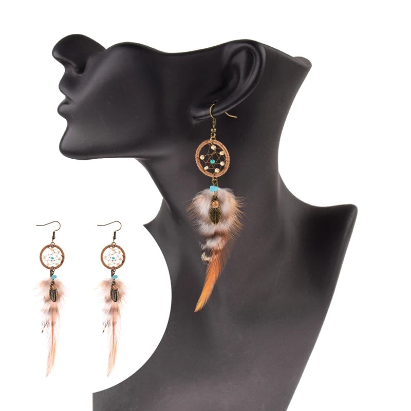 Handmade Vintage Bohemian Dream Catcher Earrings