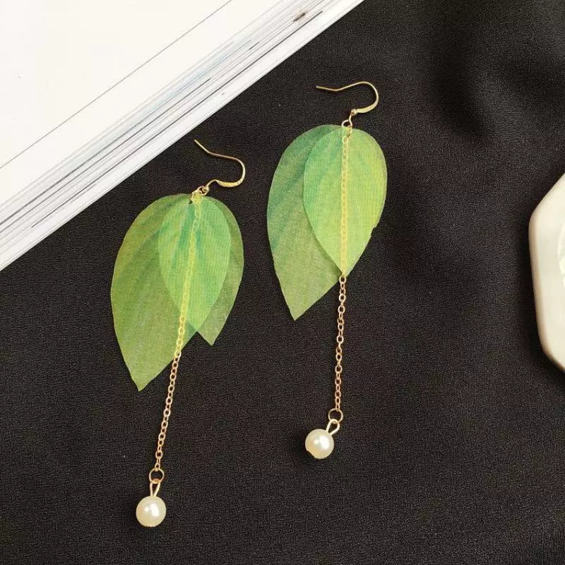 Simple Retro Green Leaves Earrings