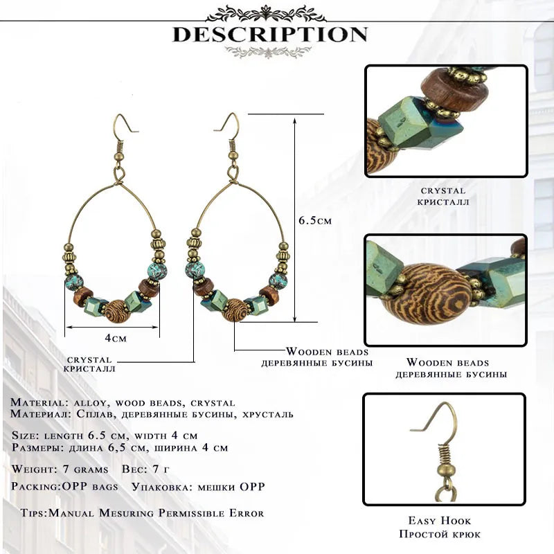 Bohemian Wood Beads Earrings