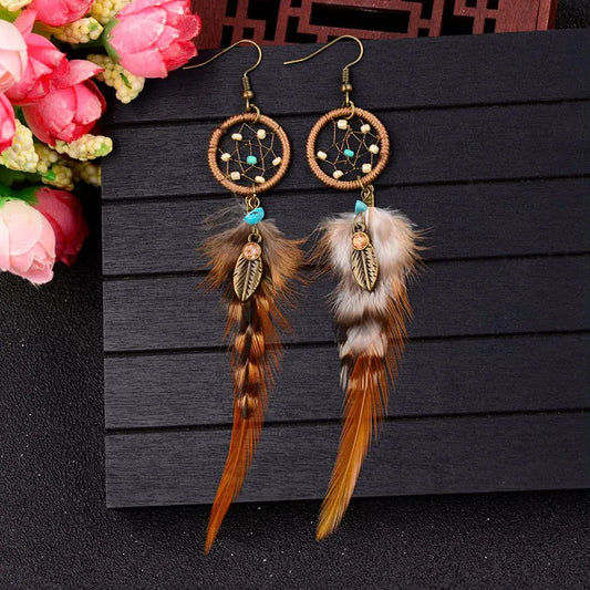 Handmade Vintage Bohemian Dream Catcher Earrings